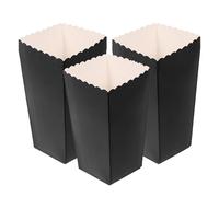WESIEVYA 48pcs Boîtes Alimentaires Pliables en Papier Noir pour Popcorn et Frites, Grosse Capacité, Utilisation Polyvalente pour Présentation de Nourriture et Fêtes