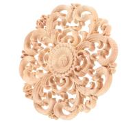 WESIEVYA Applique en Bois Rond Sculpté pour Meubles et Décoration Intérieure, Ornement Élégant en Bois Khaki Solide pour Embellir Votre Maison