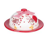 WESIEVYA Assiette de Service en Céramique Rouge Relief Floral pour Desserts et Beurre, Protection Alimentaire et Rangement Cuisine ou Restaurant