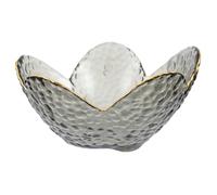 WESIEVYA Bol à Fruits en Verre Bord Doré, Design Lotus Chic et Élégant, Récipient à Dessert pour Servir et Conserver les Fruits Lors D'événements ou Fêtes