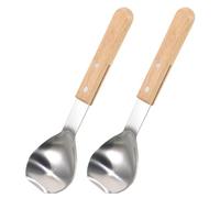 WESIEVYA Cuillères à Glace en Acier Inoxydable avec Poignée en Bois Ergonomique, Pelle à Dessert Robuste 2pcs pour Buffet de Mariage et Ambiance Estivale Élégante