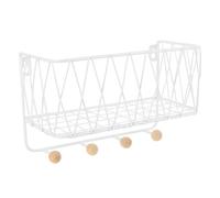 WESIEVYA Étagère de Rangement Murale Support Polyvalent en Fer et Bois Blanc Petit Format, Porte-Serviettes Pratique sans Perçage 1 Pièce, Antirouille pour Salle de Bain et Maison