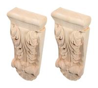 WESIEVYA Lot de 2 Appliques en Bois Sculpté pour Décoration Intérieure, Moulure Murale Décorative en Bois Khaki Grosse Durabilité et Stabilité Renforcée