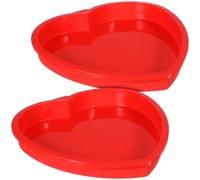 WESIEVYA Lot de 2 Moules à Charlotte en Silicone Rouge Forme Cœur 20 Cm Antiadhésif Large Plage de Température pour Pâtisserie la Cuisine Occasions Spéciales