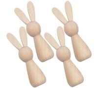 WESIEVYA Lot de 4 Figurines Lapins en Bois Inachevé pour Artisanat du Bois, Décoration de Table Créative, Cadeau DIY pour Famille et Amis