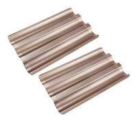 WESIEVYA Moules à Français pour Cuisson Lot de 2 en Acier Carbone Antiadhésifs Design Perforé à 3 Vagues de Baguettes Maison
