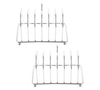WESIEVYA Porte-toast Surface Lisse et Léger en Acier Inoxydable Argenté 2pcs Design Multi-fentes Support à Toast Cuisine Élégant pour Usage Quotidien