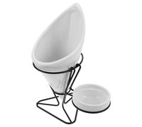 WESIEVYA Support à Frites en Céramique Blanche avec Porte-sauce en Fer, Accessoire Polyvalent pour Snacks, pour Décor de Restaurant et Réunions à Domicile