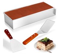 Weskjer Cadre à pâtisserie rectangulaire réglable Cadre à pâtisserie rectangulaire avec 2 racleurs Anneau à gâteau pour tarte à la mousse, tiramisu et tarte aux crêpes