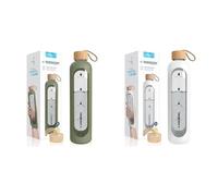 Wessper Bouteille d’eau 1L de Motivation en verre avec temps horaire, Sans BPA, Gourde en verre & Bouteille d’eau 1L de Motivation en verre avec temps horaire, Sans BPA