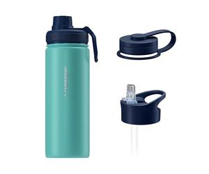 Wessper Gourde en Acier Inoxydable 500ml, avec Trois Bouchons - Marine | bouteille aux boissons chaudes et froides, acier inoxydable gourde, BPA free