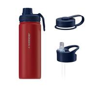 Wessper Gourde en Acier Inoxydable 500ml, avec Trois Bouchons - Rouge | bouteille aux boissons chaudes et froides, acier inoxydable gourde, BPA free