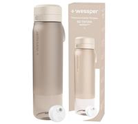 Wessper Gourde Filtrante en Tritan, 1 l, Bouteille d'eau avce Filtre Actitex Disc, Réduit le Chlore, Compteur de Remplacement du Filtre a eau, Bouteille sans BPA - Beige