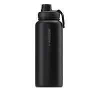 Wessper Gourde Thermique en Acier Inoxydable 1L Anti-fuite Bouteille Isotherme, Thermos sans BPA avec 3 Couvercles | Gourde Noir Élégante Sport | Gourde Isotherme Enfants Adulte pour Camping