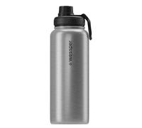 Wessper Gourde Thermique en Acier Inoxydable 1L Anti-fuite Bouteille Isotherme, Thermos sans BPA avec 3 Couvercles | Gourde Argent Élégante Sport | Gourde Isotherme Enfants Adulte pour Camping
