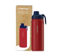 Wessper Gourde Thermique en Acier Inoxydable 500ml Anti-fuite Bouteille Isotherme, Thermos sans BPA avec 3 Couvercles | Gourde Rouge Élégante Sport | Gourde Isotherme Enfants Adulte pour Camping