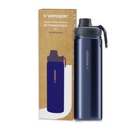 Wessper Gourde Thermique en Acier Inoxydable 700ml Anti-fuite Bouteille Isotherme, Thermos sans BPA avec 3 Couvercles | Blau Élégante Sport | Gourde Isotherme Enfants Adulte pour Camping