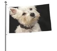West Highland Terrier avec collier, mâts de drapeau de jardin personnalisés, drapeaux de 90 x 60 cm avec œillets