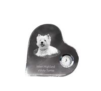 West Highland White Terrier - horloge en cristal avec photo du chien, étagères en forme de cœur avec horloge, horloge sur pied personnalisée de la marque Art-Dog