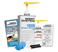 WEST SYSTEM Kit de démarrage Résine époxy et durcisseur 105/206 - Époxy de qualité marine pour bois, métal et fibre de verre - Idéal pour les surfaces en polyester et le remplissage des joints