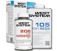 WEST SYSTEM Résine Époxy et Durcisseur 105/206 A Pack - Époxy Bi-composant de Qualité Marine pour Bois & Métal - Adhésif Étanche pour Réparation Bateaux et Utilisation Extérieure