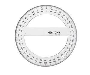 Westcott 10136 Cercle Complet Rapporteur en plastique transparent 15 cm