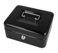 Westcott Caisse à monnaie verrouillable (20 cm) Noir | Boîte verrouillable en tôle d'acier avec 2 clés | Insert amovible pour pièces de monnaie avec 3 compartiments | E-51001 BLACK