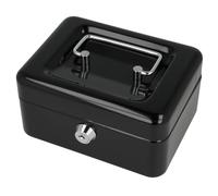 Westcott Caisse à monnaie verrouillable (compacte, 15 cm) Noir | Boîte verrouillable en tôle d'acier avec 2 clés | Plateau amovible pour pièces de monnaie avec 6 compartiments | E-51000 BLACK