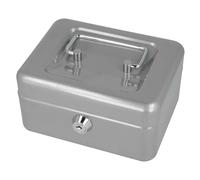 Westcott Caissette à monnaie verrouillable (compacte, 15 cm) Argent | Boîte verrouillable en tôle d'acier avec 2 clés | Plateau amovible pour pièces de monnaie avec 6 compartiments | E-51000 SILVER