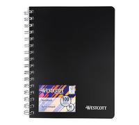 Westcott Carnet à spirales A5 quadrillé | 200 pages perforées A5 avec papier premium 80 g/m² | Bloc-notes à spirales | Bloc-notes à couverture rigide en plastique | E-730891 00