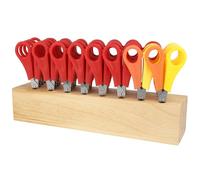 Westcott Ciseaux pour enfants, 32 pièces dans un bloc en bois | Ciseaux avec échelle intégrée de 5 cm | 13 cm (5") idéaux pour les mains des enfants | Pointes arrondies | 112TidyC 00