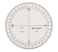 Westcott Compas rapporteur 360° pour dessin et dessin, transparent, 8,9 cm
