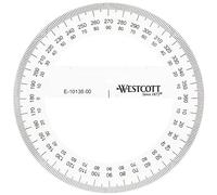Westcott – Rapporteur circulaire 100 mm – Plastique transparent – Graduations gravées 360°