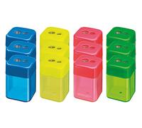 Westcott e-14215 00-i double-crayon pour crayons fine et épaisse, 8 et 11 mm, lot de 12 gommes rondes 4 couleurs