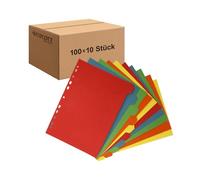 Westcott E-1733312 00 Lot de 100 intercalaires pour classeurs A4 | 10 onglets colorés en 5 couleurs comme organiseur de classeurs | Robuste 160 g/m² avec perforation européenne | E-1733312 00