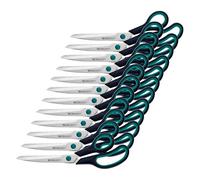 Westcott E-30293 00 Lot de 12 paires de ciseaux poignée douce/prise facile en plastique Noir/bleu 24,5 cm