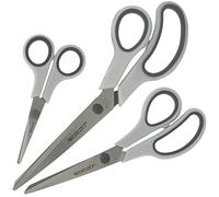 Westcott Easy Grip ciseaux 3 pièces gris | Set de 3 ciseaux universels avec poignée confort | Lame en acier inoxydable extra-tranchante & durable | Ciseaux pour le ménage & le bureau | N-90030 00