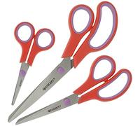 Westcott Easy Grip ciseaux 3 pièces rouge | Set de 3 ciseaux universels avec poignée confort | Lame en acier inoxydable extra-tranchante & durable | Ciseaux pour le ménage & le bureau | N-90031 00
