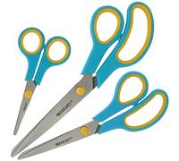 Westcott Easy Grip ciseaux 3 pièces turquoise | Set de 3 ciseaux universels avec poignée confort | Lame en acier inoxydable extra-tranchante & durable | Ciseaux pour le ménage & le bureau | N-90028 00