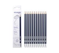 Westcott Lot de 12 crayons HB avec gomme à effacer - Tige hexagonale - Bleu foncé - E-733992 00