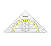 Westcott Géodésiques 14 cm - Géodésiques transparentes en plastique avec graduation jaune - Échelle technique & rapporteur pour l'école, l'université ou le bureau - E-10130 00