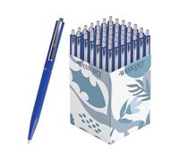 Westcott Stylo à bille ALLTIME bleu, 50 pièces | Stylo à bille à pression à encre bleue | Épaisseur de trait M avec recharge standard X20 | Indélébile selon la norme ISO 12757-2 | E-737456 00