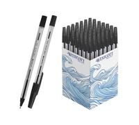Westcott Stylo à bille NOW 50 pièces Noir | Indélébile selon la norme ISO 12757-2 | Épaisseur de trait M 0,5 mm | Couleur d'écriture Noir | Corps transparent | E-745001 00