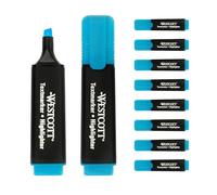 Westcott surligneur 10 pièces bleu | Pack de 10 surligneurs bleu vif | 2-5 mm d'épaisseur de trait | Encre Premium d'Allemagne | E-743631 00