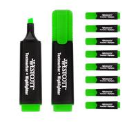 Westcott surligneur 10 pièces vert | Pack de 10 surligneurs vert vif | 2-5 mm d'épaisseur de trait | Encre Premium d'Allemagne | E-743594 00