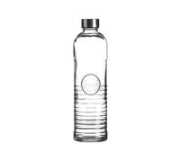 WESTCRAFT Gourde en verre orientale élégante de 1 l avec bouchon à vis, hermétique, pour eau, jus dans le réfrigérateur, bouteille en verre vintage (rayures rétro vintage)