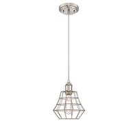 Westinghouse 6337240 63372 Luminaire Suspendu d'Intérieur à Une Lampe, Finition avec Abat-Jour à Porte-Cloche Incliné, Verre/, Nickel Brossé