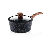 Westinghouse Black Marble Wood Casserole Ø20 cm, Avec Couvercle, Compatible Induction et Tous Feux, Sans PFOA, Antiadhésive, Compatible Lave-Vaisselle