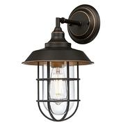 Westinghouse Lighting 6121640 Applique murale extérieure Iron Hill à une lampe au style vintage, finition bronze huilé avec reflets, verre transparent