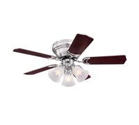 Westinghouse Lighting 7207340 Contempra Trio, Ventilateur de Plafond avec Lampe intégrée Métal, E27, 37 W, Nickel brossé